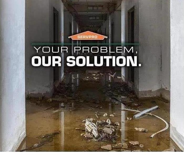 water on flooring with description written, "your problem, our solution." 